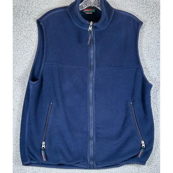 Layers Mens Navy Blue Fleece Vest Full Zip Pockets Outdoor Casual Size M - Picture 1 of 9